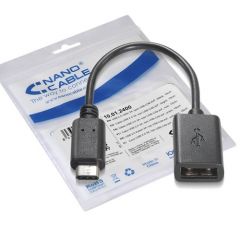 Nanocable USB 2.0, 0.15m cable USB 0,15 m USB C USB A Negro