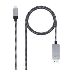 Nanocable 10.15.5002 adaptador de cable de vídeo 1,8 m USB Tipo C DisplayPort Aluminio, Negro