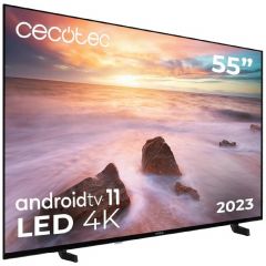 Televisión LED 55” con resolución 4K UHD, sistema operativo Android TV 11, Chromecast, HDR10+, Google Voice Assistant, clase E.