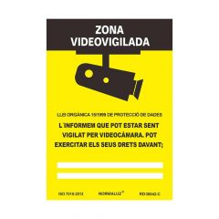 Señal zona videovigilada català pvc 0.7mm 21x30cm normaluz