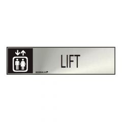 Cartel informativo "lift" (inox adhesivo 0.8mm) 5x20cm normaluz