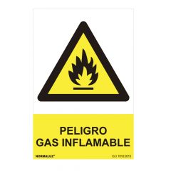 Cartel peligro "peligro gas inflamable" (pvc 0.7mm) 30x40cm normaluz