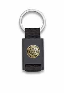 Llavero Rectangular personalizable Martinez Albainox de color Negro con Cinta Negra en caja de presentación 09434GR1063