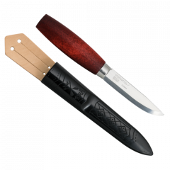 Morakniv STE-13603 Cuchillo bushcraft  clásico Número 1/0 con hoja de alto contenido en carbono, de 7.7 cm de largo, mango de madera de birch wood y funda de polímero de color negra