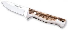 Cuchillo Toro 1060 Miguel Nieto de 19 cms, con hoja de acero de 8,5 cms y mango de Asta de ciervo con funda de primera calidad (marrón)
