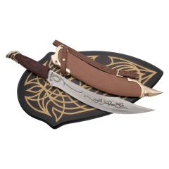 Cuchillo de Aragorn de El Señor de los Anillos - The Lord of the Rings, con soporte, 54 cms de hoja de acero, réplica no oficial