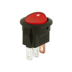 Interruptor unipolar empotrable basculante miniatura luminoso Electro DH Cuerpo Negro y Tecla Roja 11.482.IL 8430552110933