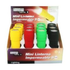 Linterna 9 LEDs Impermeable Amarillo Rojo Verde Negro