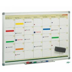 Faibo pizarra planificación mensual metálica lacado blanco marco de aluminio 600x900mm
