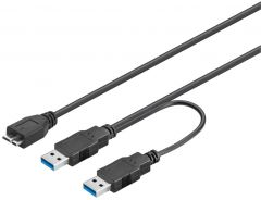 Cable USB 3.0 A A MicroUSB 3.0 B + Alimentacion USB 3.0 A 0,3m