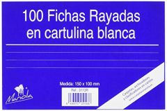 Mariola ficha rayada 150x100mm cartulina 180gr blanco paquete de 100 nº3