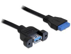 DeLOCK 0.5m USB 3.0 F/F cable USB 0,5 m USB A IDC Negro