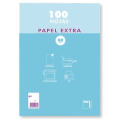 Paquete papel extra blanco satinado 100 hojas 80 grs. a-5 (148x210mm.) liso pacsa 21814