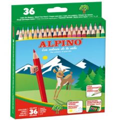 Alpino pack de 36 lapices de colores creativos - mina de 3mm resistente a la rotura - bandeja extraible - colores vivos y brillantes surtido