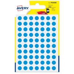 Avery PSA08B etiqueta autoadhesiva Alrededor Permanente Azul 490 pieza(s)