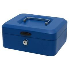 Caja caudales con bandeja y cierre tamaño mediana 20x9,5x15 cm. azul bismark 318735