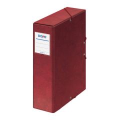 Cajas de proyectos cartón forrado lomo de 9 cm rojo con etiqueta 245x350x90 dohe 09745