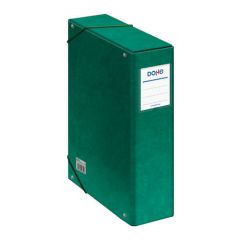 Cajas de proyectos cartón forrado lomo de 9 cm verde con etiqueta 245x350x90 dohe 09746