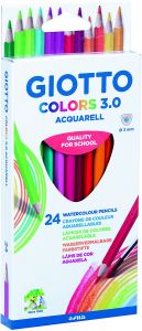 Giotto colors 3.0 pack de 24 lapices hexagonales de colores - mina 3 mm - madera - colores surtidos