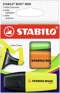 Stabilo boss mini pack de 3 marcadores fluorescentes - trazo entre 2 y 5mm - tinta con base de agua - antisecado - colores surtidos