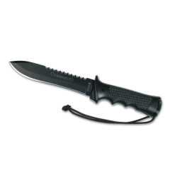 Cuchillo Aitor commando negro con mango de peralumal y hoja negra de 17,5 cm. 16021