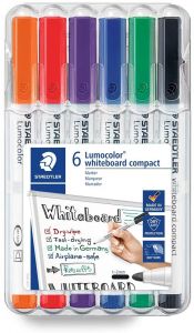 Staedtler lumocolor 341 pack de 6 marcadores para pizarra - secado rapido - colores surtidas