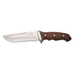 Cuchillo de caza Third 16369, con hoja de acero de 15 cm, mango de madera. Incluye funda de piel
