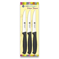 Blister de 3 cuchillos 17324 color negro, Top Cutlery, línea Yoana, 17370