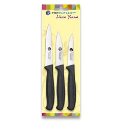 Blister de 3 cuchillos, referencias varias, color negro, Top Cutlery, línea Yoana, 17376