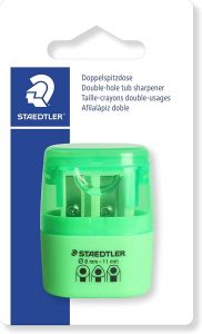 Staedtler sacapuntas doble uso con deposito - 2 agujeros - de 8.2mm hasta 10.2mm - color verde neon