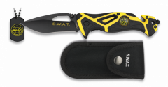 Navaja táctica SWAT Albainox, color amarillo y negro, apertura FOS, mango de aluminio, hoja de 8,4 cm