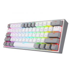 Redragon fizz pro k616 rgb teclado mecanico gaming inalambrico usb, usb-c y bluetooth - iluminacion rgb - teclas redragon red - color blanco/gris