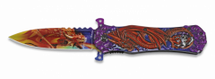 Navaja  Albainox Dragon Fantasy, mango de aluminio en relieve 3D, apertura FOS, hoja de 9 cm