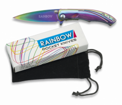 Navaja Rainbow, mango de aluminio, hoja de acero inox de 6,8 cm, incluye clip