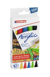 Edding 5300 acrylic marker fine marcador permanente Negro, Azul, Verde, Rojo, Amarillo 5 pieza(s)