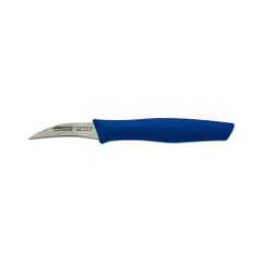 Cuchillo Mondador Arcos Nova 188323 de acero inoxidable Nitrum y mango de Polipropileno, color azul, hoja de 6 cm con funda hoja y caja expositor