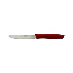  Cuchillo de Mesa Arcos Nova 188822 de acero inoxidable Nitrum y mango de Polipropileno, de color rojo hoja de 11 cm con funda y caja expositora