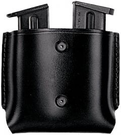 Porta cargador doble en cuero de color negro con tornillos de retención Vega Holster 1P04