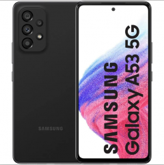 Teléfono Samsung Galaxy A53 5g. Enterprice Edition. Color Negro (Black). 128 GB de Memoria, 6 GB de RAM, Dual Sim, Pantalla Super AMOLED de 6.5”. Cámara de 64 MP. Smartphone completamente libre.