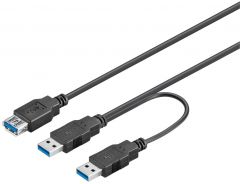Cable USB 3.0 A Macho Doble A USB A Hembra 0,3m