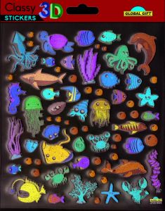 Pegatinas classy 3d animales marinos glitter