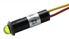 Piloto LED 5mm 12Vdc Amarillo Con Cable 150mm