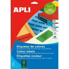 APLI Etiquettes 210x297 jaunes jet/laser/copieur 20 feuilles etiqueta autoadhesiva Rectángulo Permanente Amarillo 20 pieza(s)
