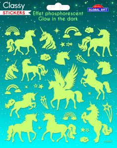 Pegatinas classy unicornios brillo en la oscuridad