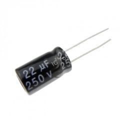 Condensador Electrolitico 22uF 250Vdc Medidas 10x20mm Radial