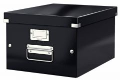 Leitz caja almacenaje mediana click & store wow - montaje rapido y sencillo - asas de metal - carton negro - efecto wow