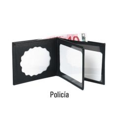 Cartera Porta Placa para policía fabricada en Cuero de color negro Parabellum 23005