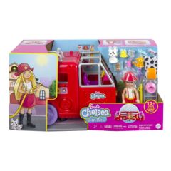 Barbie Chelsea y su camión de bomberos Muñeca con coche de juguete y accesorios, regalo para niñas y niños +3 años (Mattel HCK73)