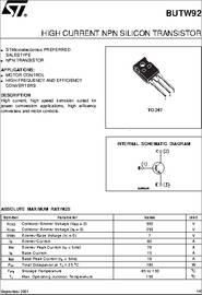 Transistor BJC NPN 250V 60Amp 180W TO247-3  BUTW92