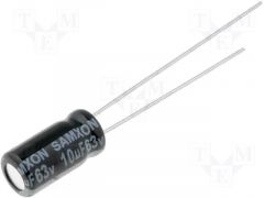 Condensador Electrolitico 10uF 63Vdc Medidas 5x11mm
